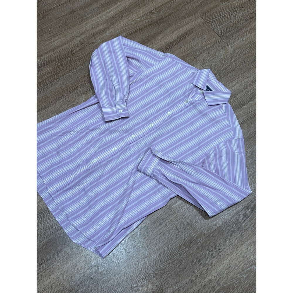 Polo Golf Ralph Lauren Westerton Striped Cotton Shirt Mens Medium Purple White
